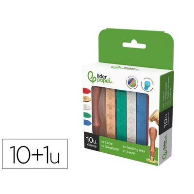 LIDERPAPEL Lacre Liderpapel con Sello para Carta Caja de 10 Barras Colores Surtidos