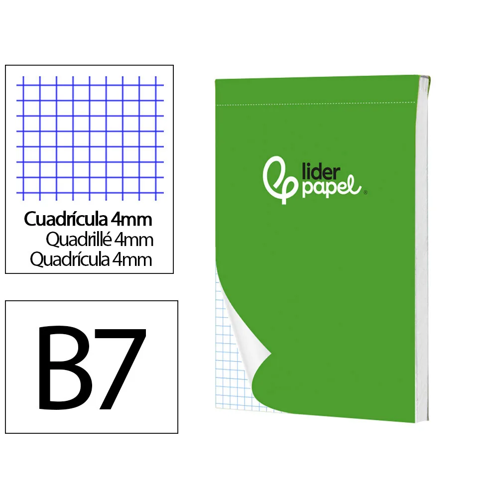Bloc Notas Liderpapel Cuadro 4MM B7 80 Hojas 60G/M2 Perforado