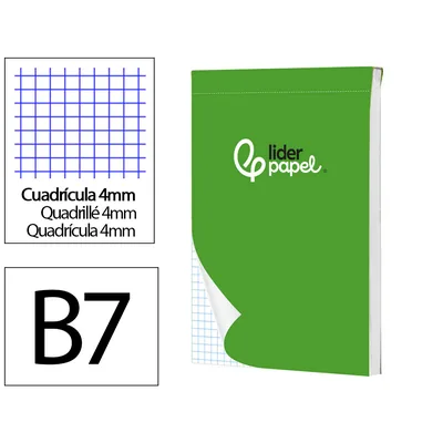 LIDERPAPEL Bloc Notas Liderpapel Cuadro 4MM B7 80 Hojas 60G/M2 Perforado