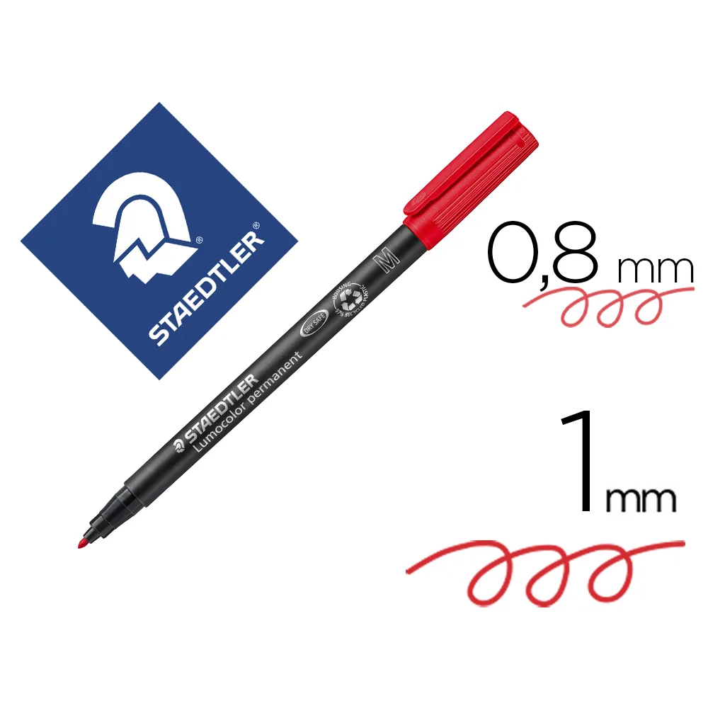Rotulador Staedtler Lumocolor Retroproyeccion Punta de Fibrapermanente 317-2 Rojo Punta Media Redonda 0.8-1 MM