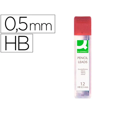 Q-CONNECT Minas Q-Connect Grafito 0,5 MM Hb Estuche de 12 Minas Longitud 60 MM