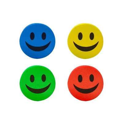 Borrador Liderpapel Pizarra Blanca Redondo 5 CM Diametro Magnetico Cara Smiley Colores Surtidos