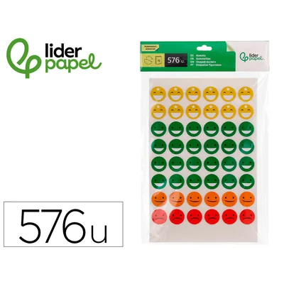 LIDERPAPEL Gomets Escolar Liderpapel Caras Bolsa de 12 Hojas 48 Caras por Hoja Colores Surtidos