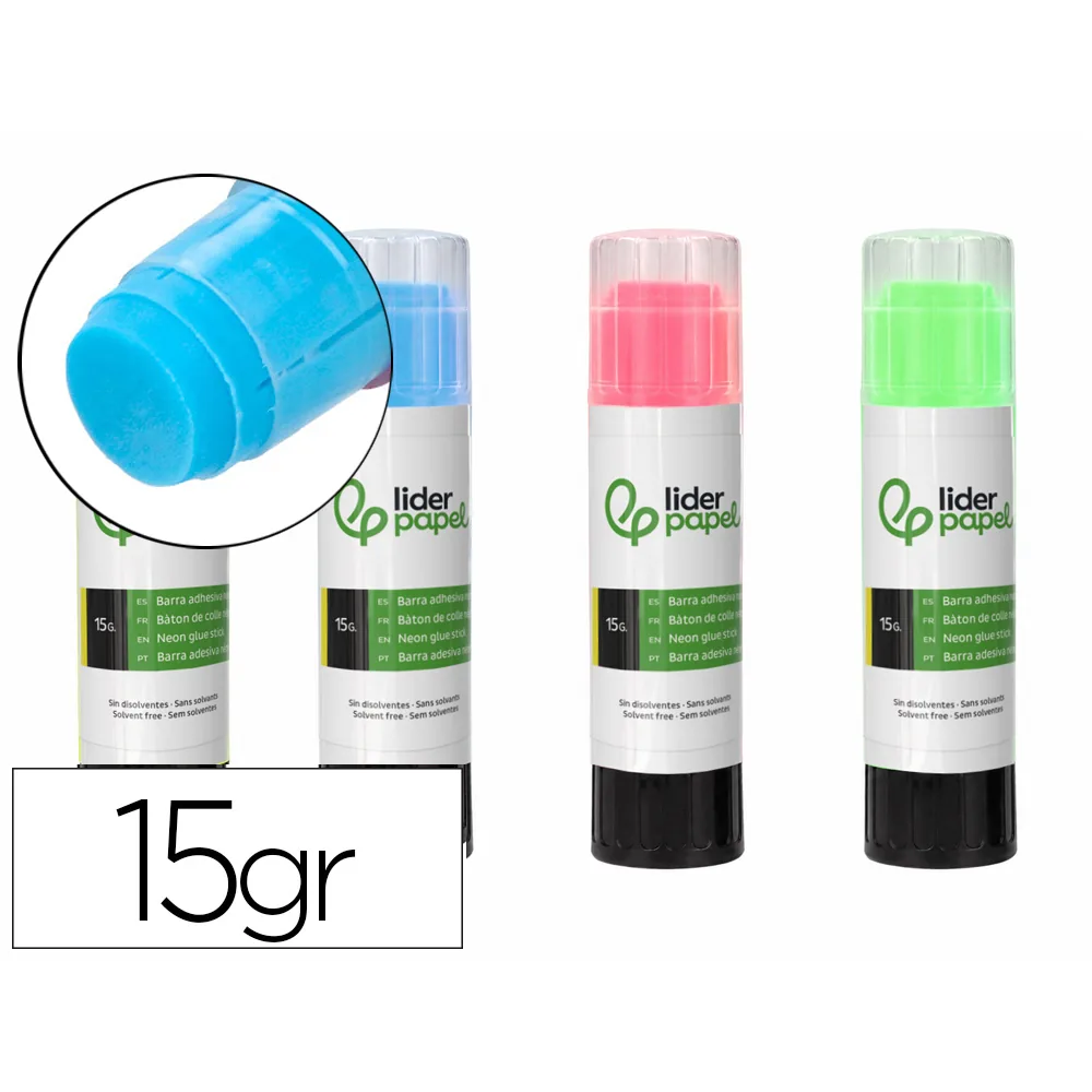 Pegamento Liderpapel en Barra 15 G Trazo Magico Color Neon Surtido Unidad