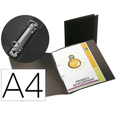LIDERPAPEL Carpeta Liderpapel 2 Anillas Mixtas Mini 15 MM Polipropileno DIN A4 Negro Opaco