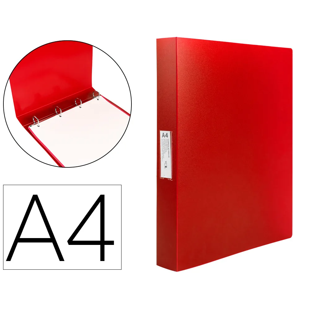 Carpeta Liderpapel 4 Anillas 25 MM Mixtas Polipropileno DIN A4 Rojo Translucido