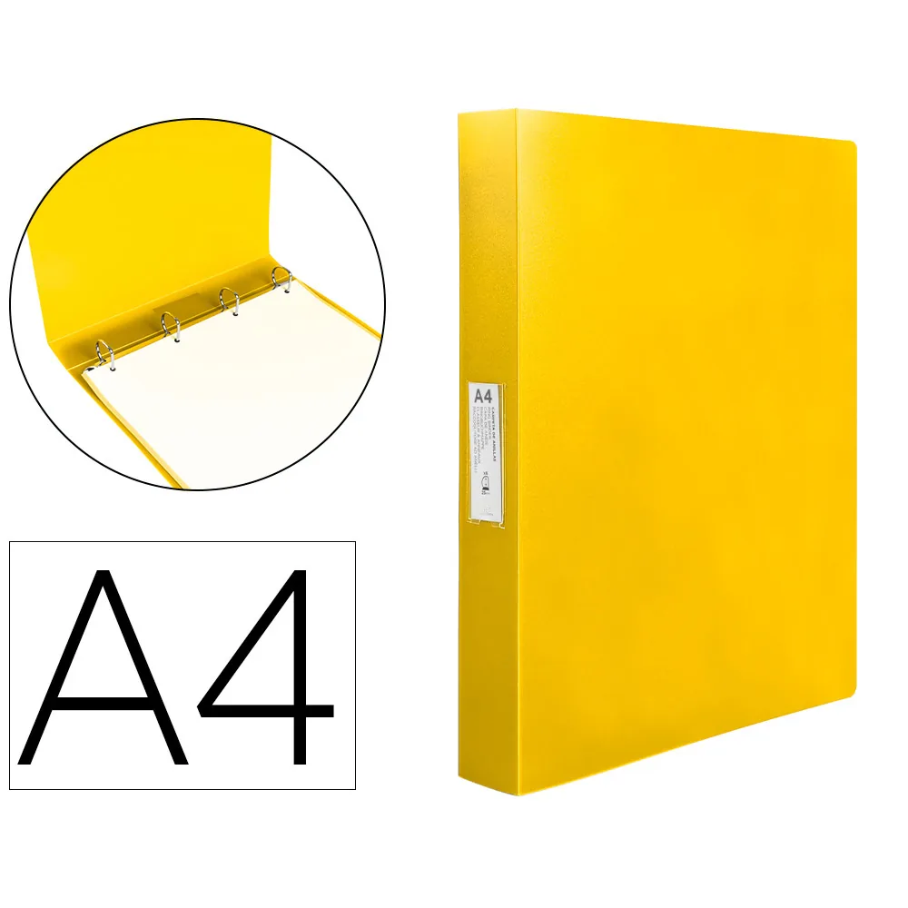 Carpeta Liderpapel 4 Anillas 25 MM Mixtas Polipropileno DIN A4 Amarillo Fluor Opaco