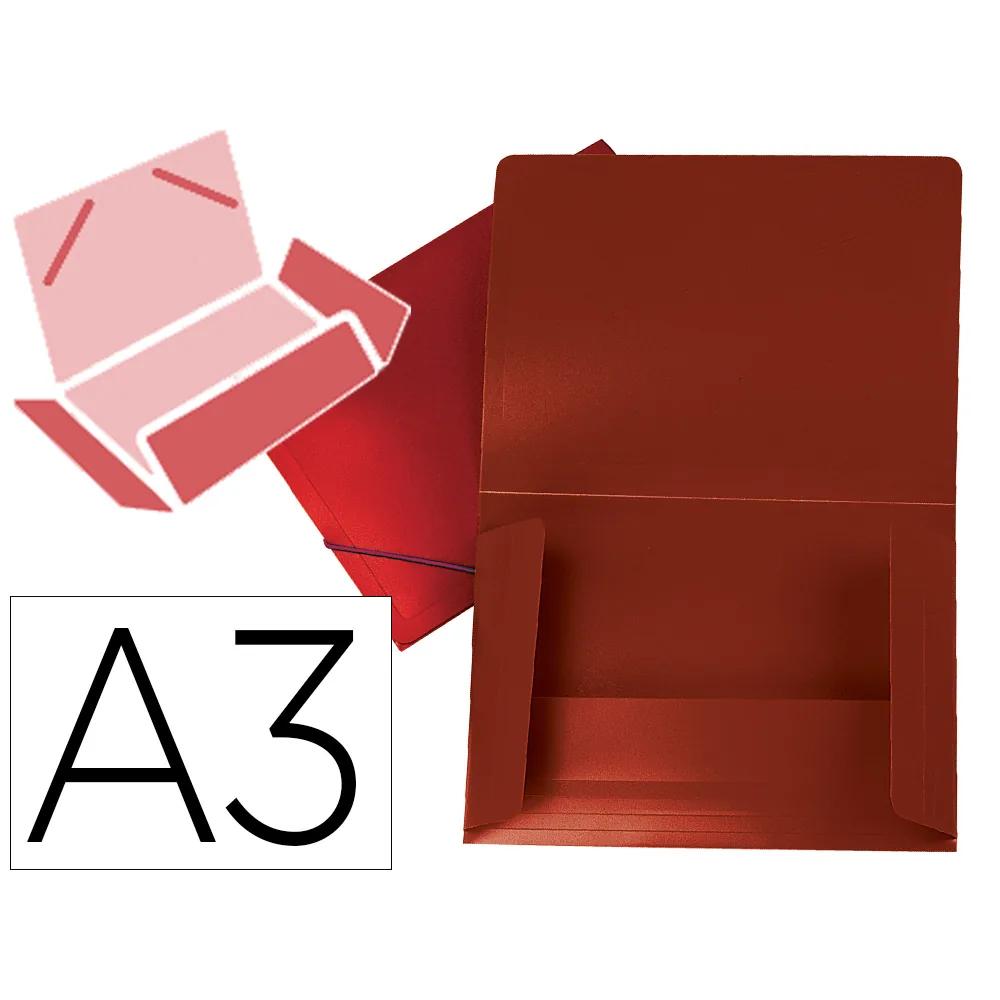 Carpeta Liderpapel Portadocumentos Solapas Polipropileno DIN A3 Rojo Translucido Lomo Flexible