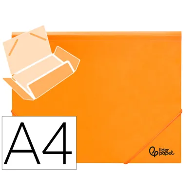 LIDERPAPEL Carpeta Liderpapel Gomas Tres Solapas Polipropileno DIN A4 Color Naranja Opaco