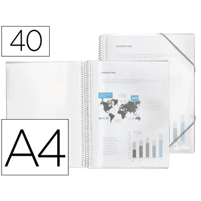 DAS Carpeta Liderpapel Escaparate con Espiral 40 Fundas Polipropileno DIN A4 Transparente