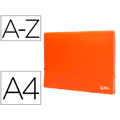 LIDERPAPEL Carpeta Liderpapel Clasificador Fuelle Polipropileno DIN A4 Naranja Fluor Opaco 13 Departamentos