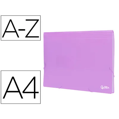 LIDERPAPEL Carpeta Liderpapel Clasificador Fuelle Polipropileno DIN A4 Lavanda Opaco 13 Departamentos