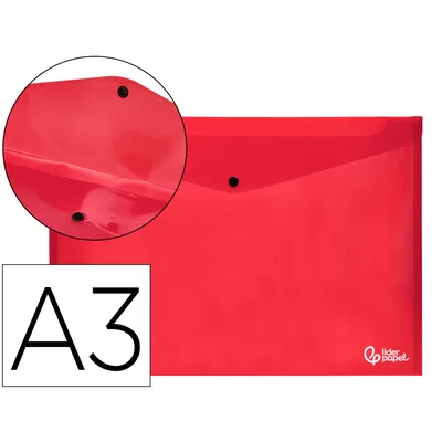 Carpeta Liderpapel Dossier Broche 44243 Polipropileno DIN A3 Rojo Translucido