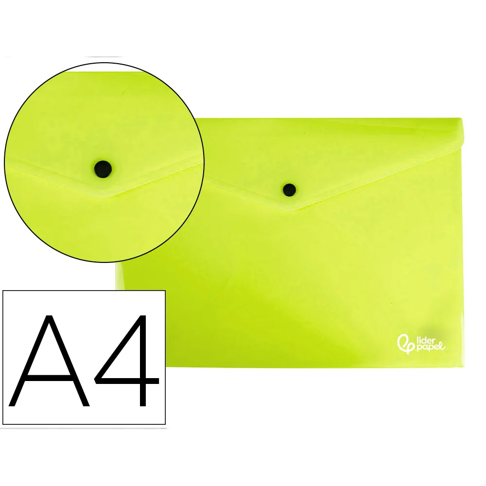 Carpeta Liderpapel Dossier Broche Polipropileno DIN A4 Amarillo Fluor Opaco 50 Hojas