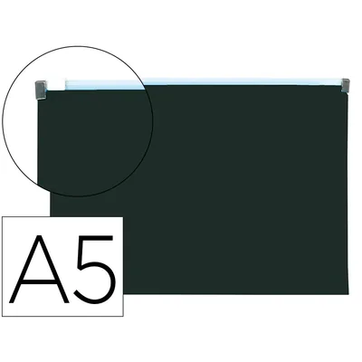 SIE Carpeta Dossier Liderpapel A5 Cierre de Cremallera Negro Opaco