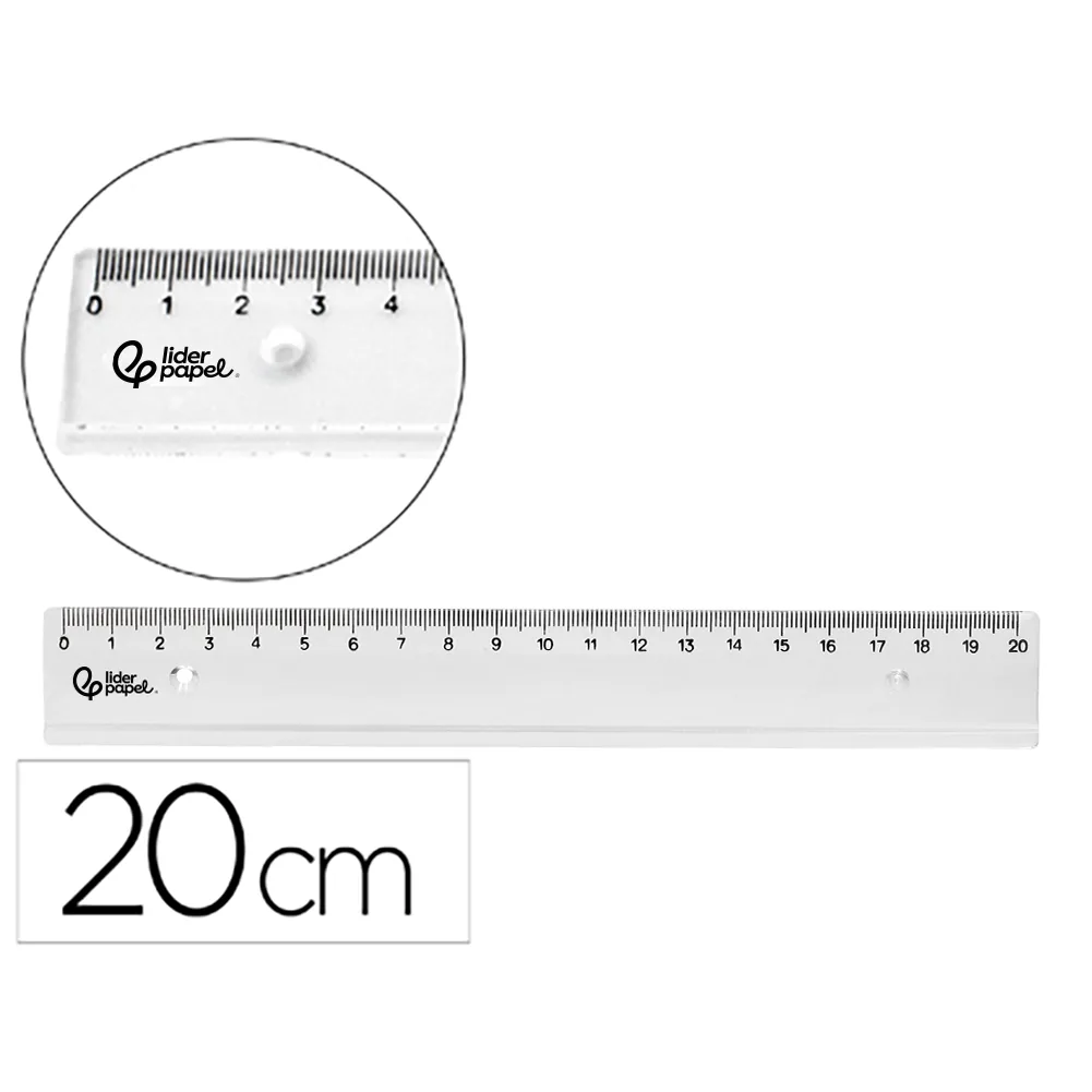 Regla Liderpapel Plastico Irrompible Transparente 20 CM