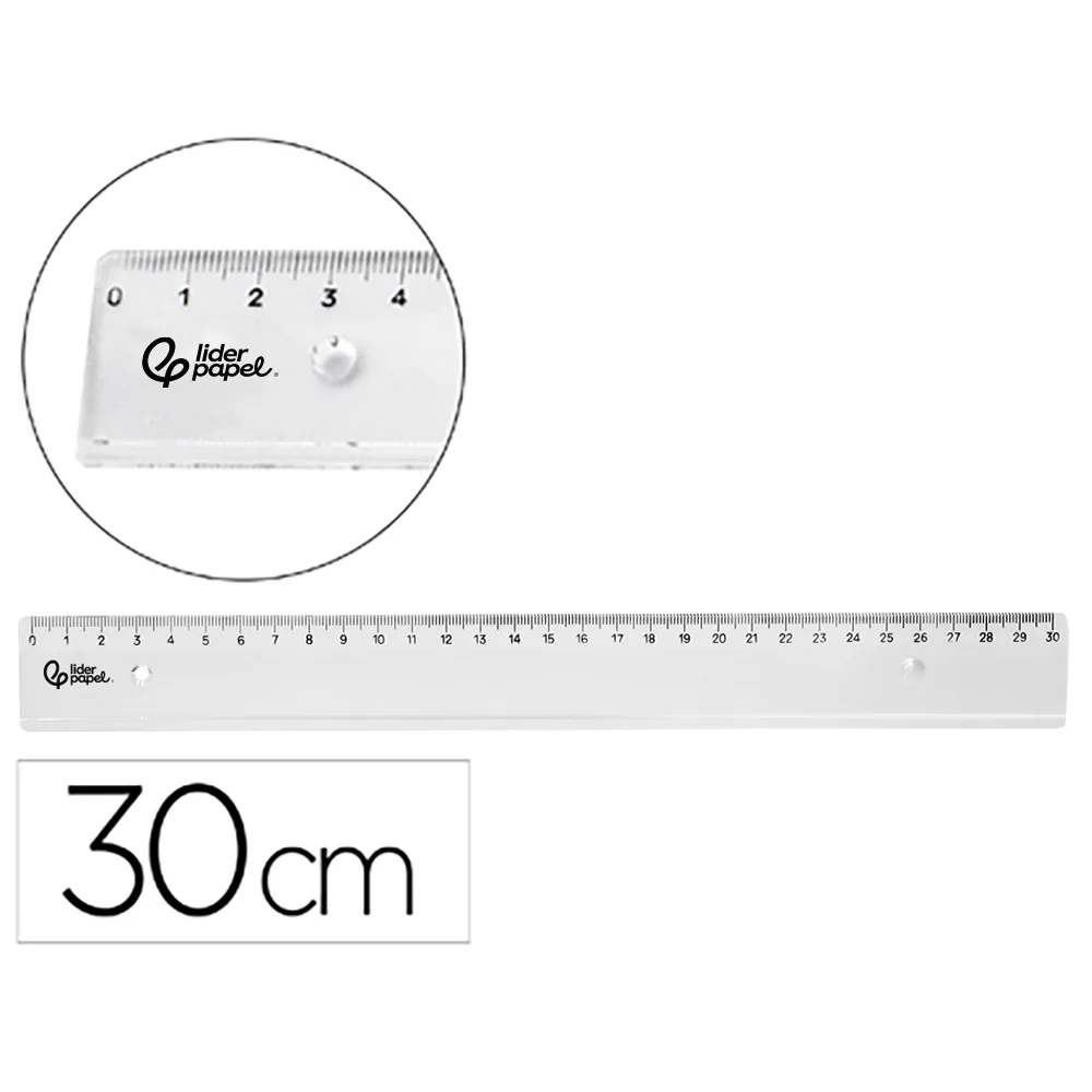 Regla Liderpapel Plastico Irrompible Transparente 30 CM
