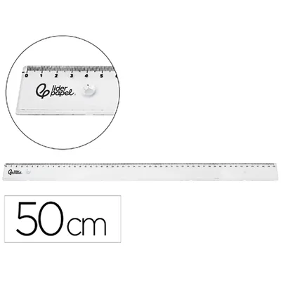 PLA Regla Liderpapel Plastico Irrompible Transparente 50 CM