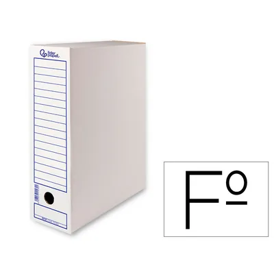 LIDERPAPEL Caja Archivo Definitivo Liderpapel Folio Carton Reciclado 400G/M2 Lomo 100 MM Blanco 365X100X251 MM