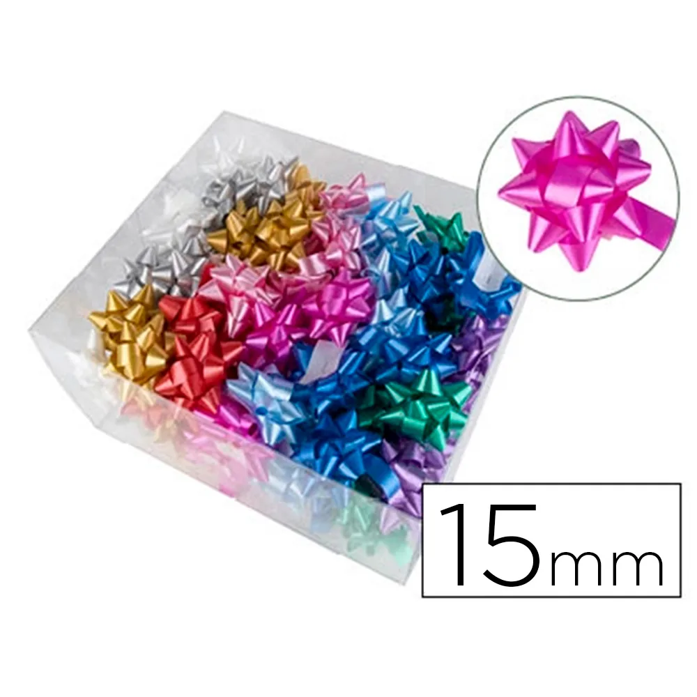 Lazo Fantasia Liderpapel 15 MM Caja de 100 Unidades Colores Surtidos