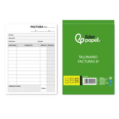 LIDERPAPEL Talonario Liderpapel Facturas 8º Original y Copia T201 Sin I.v.a.
