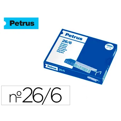 PETRUS Grapas Petrus Nº 26/6 Galvanizada Caja de 1000 Unidades