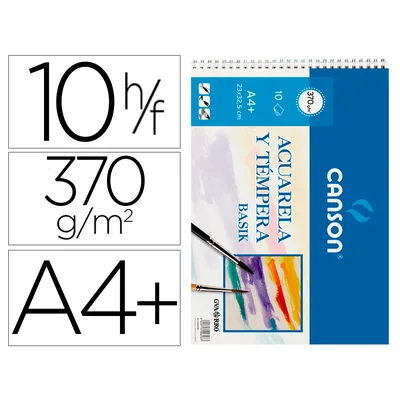 CANSON Bloc Dibujo Acuarela DIN A4 Espiral 23X32.5 CM 10 Hojas de 370 GR/M2