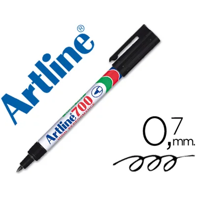 ARTLINE Rotulador Artline Marcador Permanente EK-700 Negro Punta Redonda 0.7 MM Papel Metal y Cristal