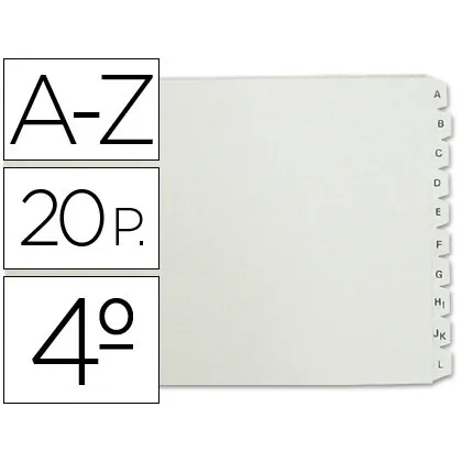 Separador Alfabetico Multifin 3003 Plastico Cuarto Apaisado 20 Pestañas 215X155 MM