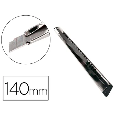 Q-CONNECT Cuter Q-Connect Metalico Estrecho con Funda Cuchilla 9 MM XD-46 con Clip Bolsa 1 Unidad