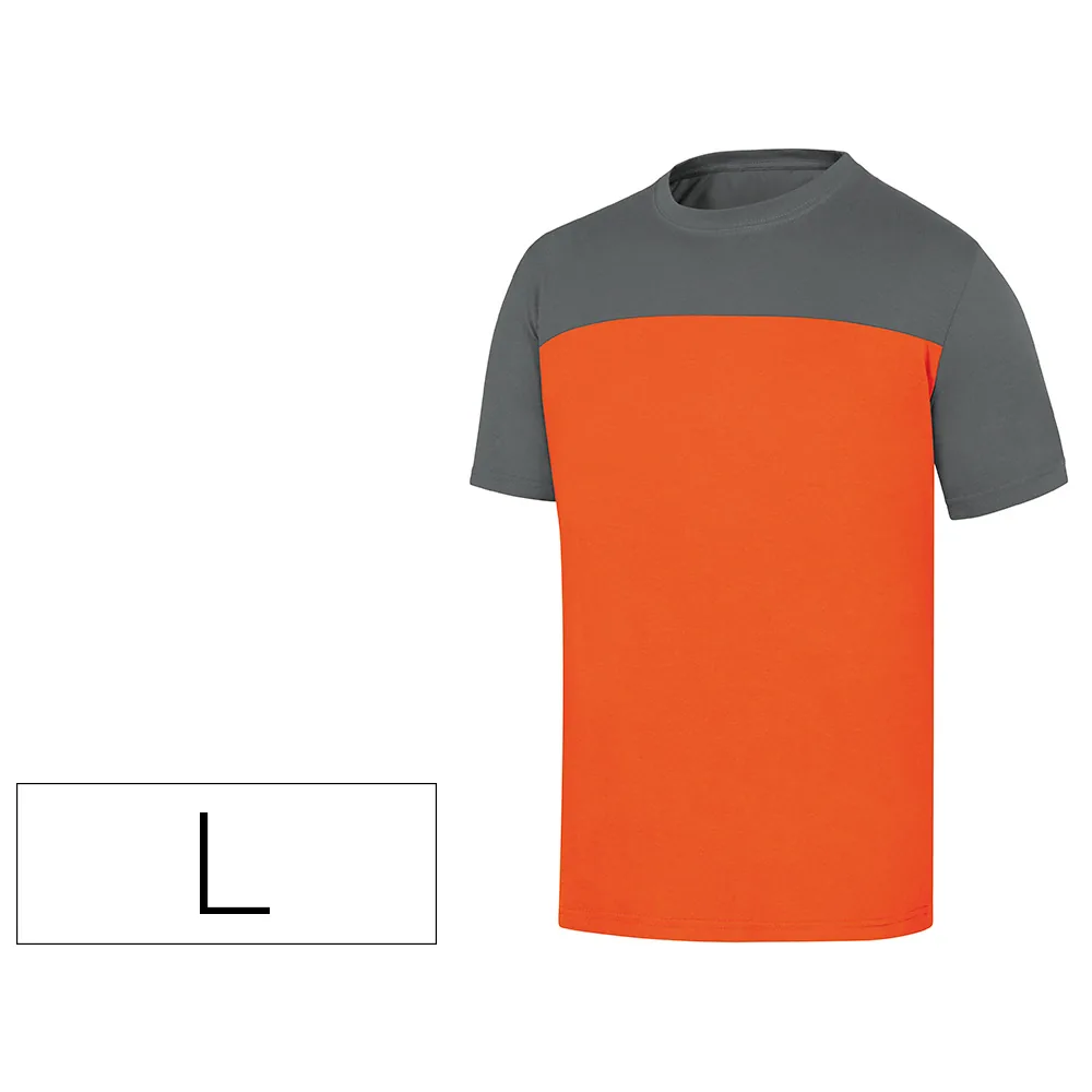 Camiseta de Algodon Deltaplus Color Gris/naranja Talla L