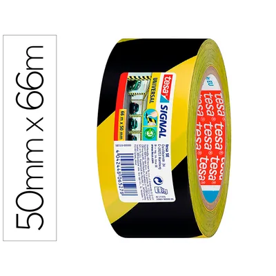 TESA Cinta Adhesiva Tesa de Seguridad Amarilla y Negra Polipropileno 66 M X 50 MM