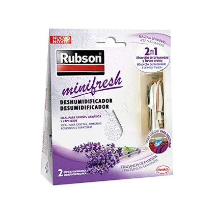 Deshumidificador Rubson Mini Fresh Lavanda Accion 2 en 1 Pack 2 Bolsitas de 50 GR