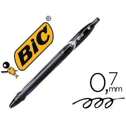 Boligrafo Bic Gelocity Quick Dry Retractil Tinta Gel Negro Punta de 0,7 MM