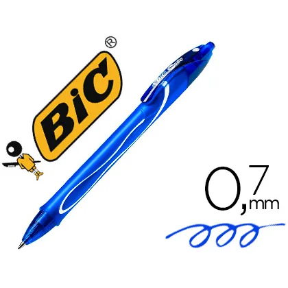 Boligrafo Bic Gelocity Quick Dry Retractil Tinta Gel Azul Punta de 0,7 MM