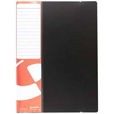GRAFOPLAS Carpeta Grafoplas Escaparate Folio 20 Fundas Polipropileno Negro con Gomilla