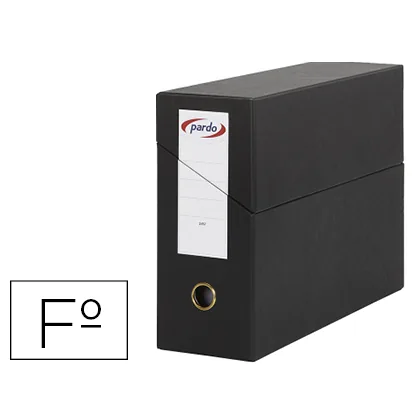 Caja Transferencia Pardo Folio Forrado Extra Doble Lomo 80 MM Estuche Interior con Tarjetero Negra