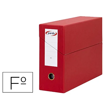 Caja Transferencia Pardo Folio Forrado Extra Doble Lomo 80 MM Estuche Interior con Tarjetero Roja