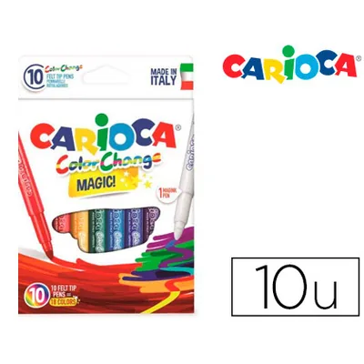 CARIOCA Rotulador Carioca Cambia Color Tinta Magica Caja de 10 Unidades Colores Surtidos