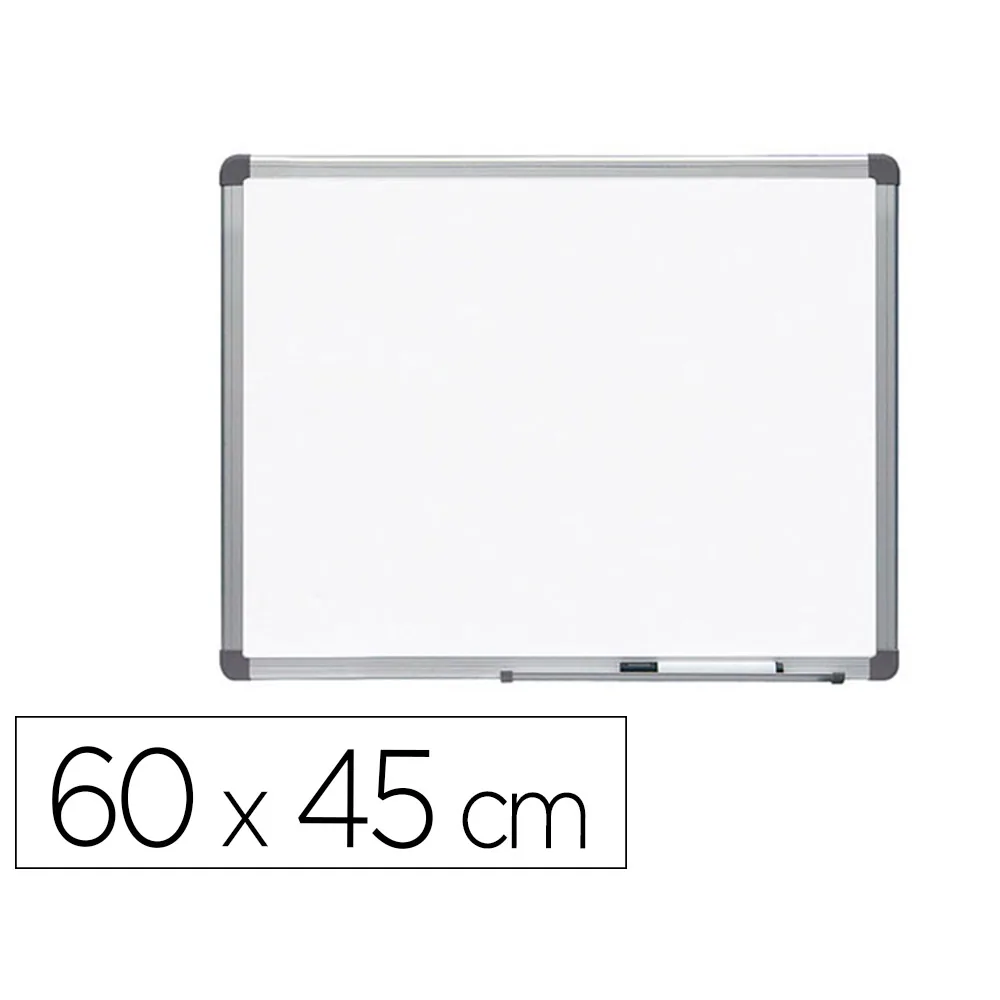 Pizarra Blanca Rocada Acero Vitrificado Magnetico Marco Aluminio y Cantoneras Pvc 60X45 CM Incluye Bandeja para