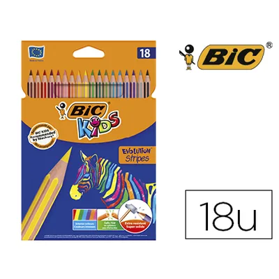 BIC Lapices de Colores Bic Evolution Stripes Caja de 18 Colores Surtidos
