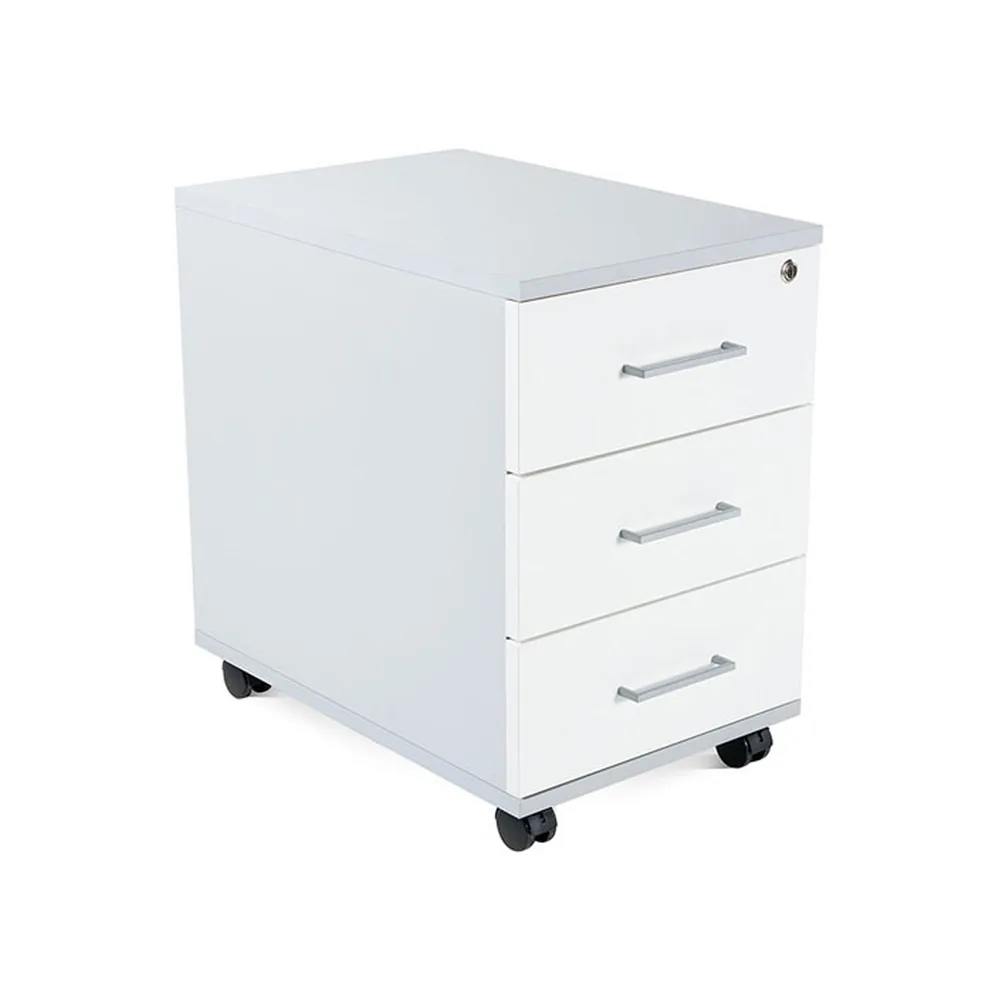 Cajonera Rocada con Tres Cajones Serie Store 60X40X60 CM Acabado Gris/blanco