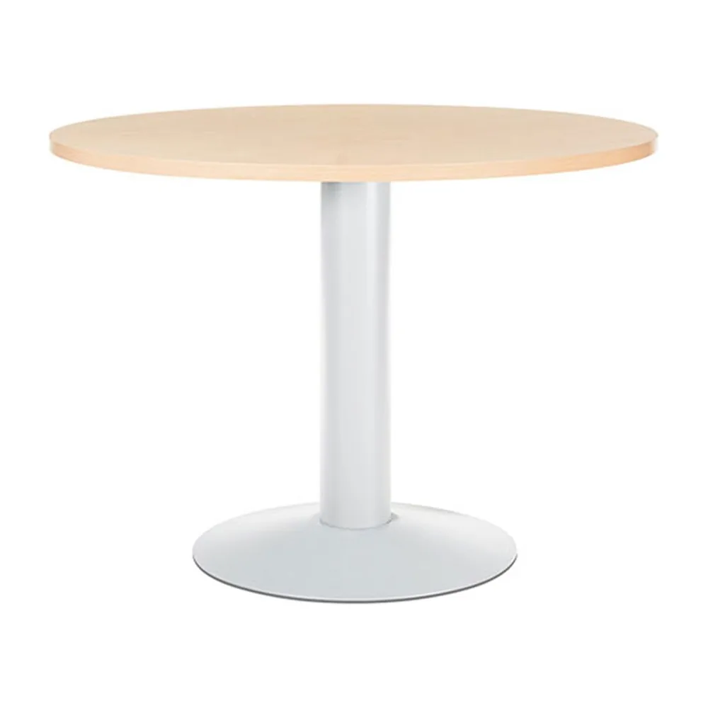 Mesa de Reunion Rocada Meeting 3005ATW01 Estructura Columna Acero Blanco Tablero Madera Haya 100 CM Diametro