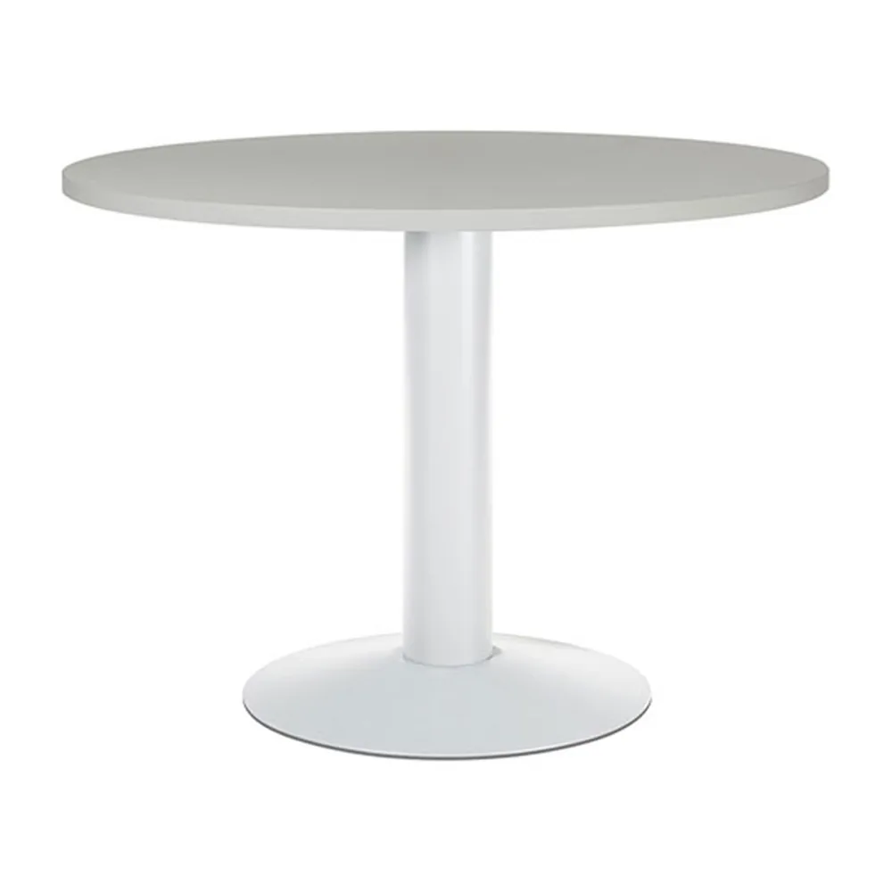 Mesa de Reunion Rocada Meeting 3005ATW02 Estructura Columna Acero Blanco Tablero Madera Gris 100 CM Diametro