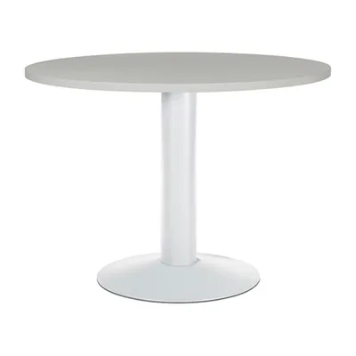 ROCADA Mesa de Reunion Rocada Meeting 3005ATW02 Estructura Columna Acero Blanco Tablero Madera Gris 100 CM Diametro