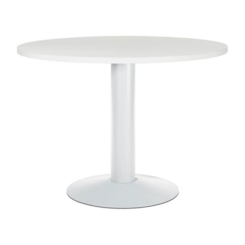 Mesa de Reunion Rocada Meeting 3005ATW04 Estructura Columna Acero Blanco Tablero Madera Blanco 100 CM Diametro