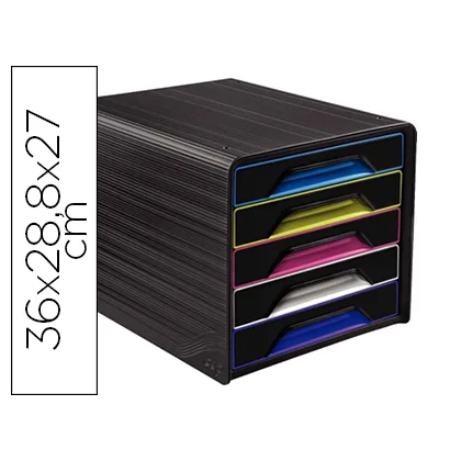 Fichero Cajones de Sobremesa Cep 5 Cajones Negro/multicolor 360X288X270 MM