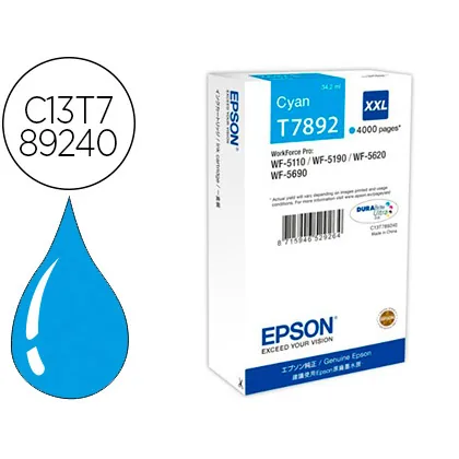 Ink-jet Epson T7892XXL WF-5110 / 5190 / 5620 / 5690 Cian Alta Capacidad