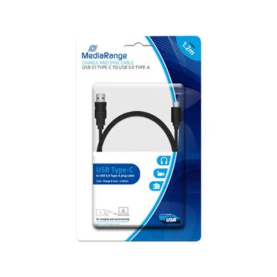 MEDIARANGE Cable Usb 3.1 Tipo C a Usb 3.0 Tipo a Mediarange Longitud del Cable 1.2 M Negro
