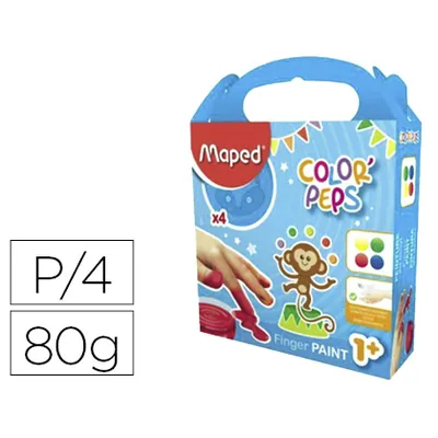 MAPED Pintura a Dedos Maped Color Peps Caja de 4 Botes Colores Surtidos 80 GR